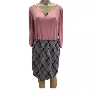 Adrienne Vittadini Size Large Mauve & Checkered Dress/Waist Tie New With Tags